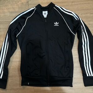 Adidas women’s Black Bomber Jacket with White Stripes